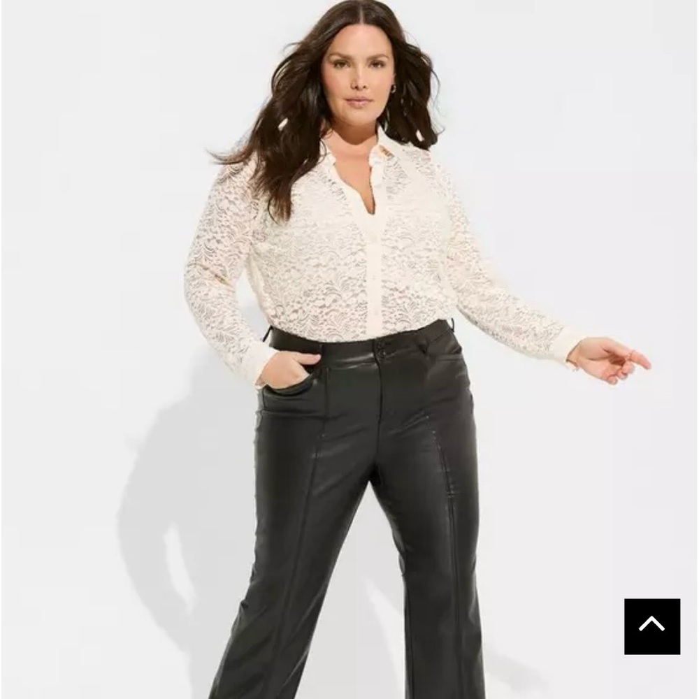 Torrid New with Tags Black Faux Leather Wide-Leg Pants 20Tall